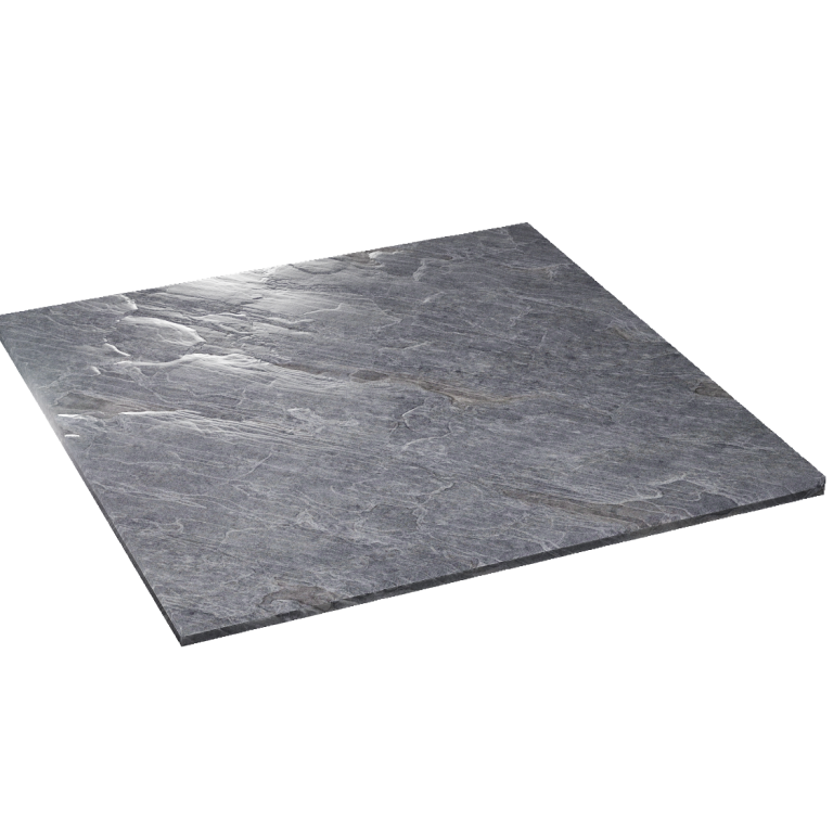 Innovative Aluminiumkonstruktion für hochwertige Außenflächen Dunkelgraue Fliese mit glatter Oberfläche und dezenter Maserung.